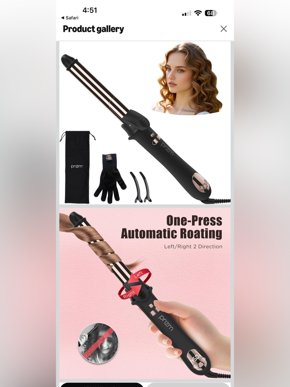 Prizm automatic rotating curling iron